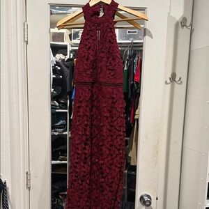 Bardot Deep Red Lace Midi Dress